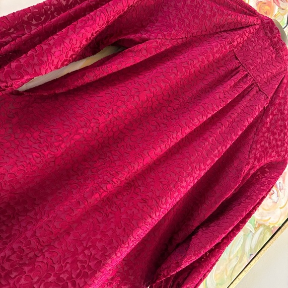 Anthropologie Susanna Burnout Velvet Buttondown Blouse Red XS - Picture 11 of 13